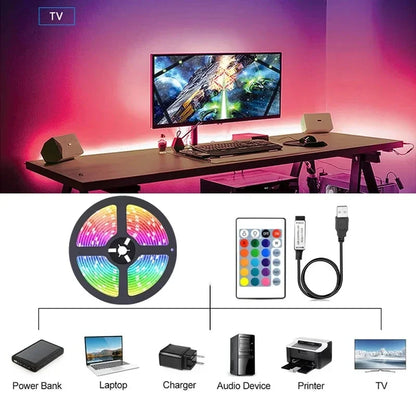 Striscia LED RGB USB con Controllo Bluetooth – Luci Flessibili per Decorazioni e TV