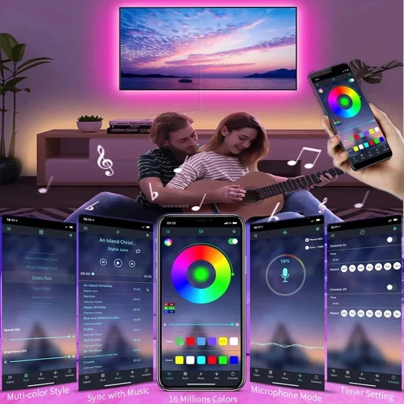 Striscia LED RGB USB con Controllo Bluetooth – Luci Flessibili per Decorazioni e TV