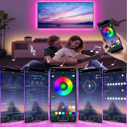 Striscia LED RGB USB con Controllo Bluetooth – Luci Flessibili per Decorazioni e TV